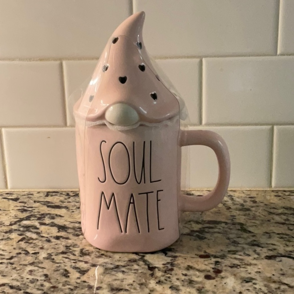 Rae Dunn Pink 'Soul Mate' Mug with Lid